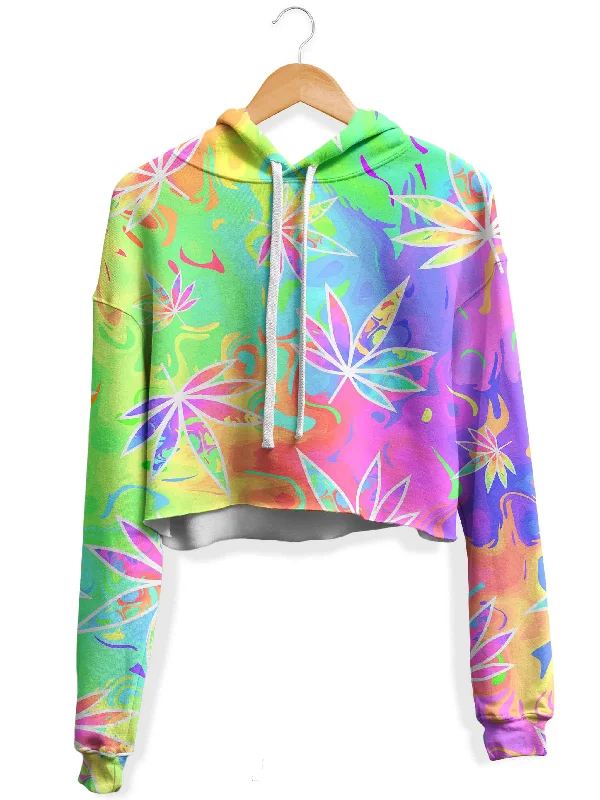 Weed Free Fall Fleece Crop Hoodie Hoodie with Set-In Sleeves Structured Classic