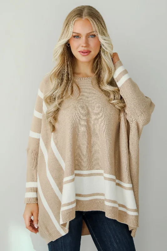 Timelessly Cozy Taupe Sweater Tunic Zippered Front Buttoned Front Snap Front