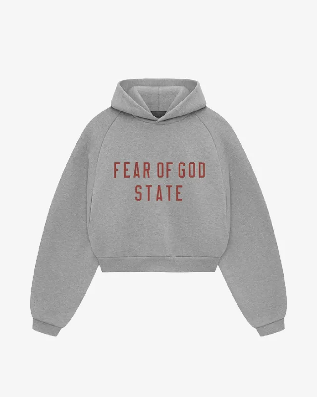 WMNS Fleece Cropped Hoodie Dark Heather Hoodie with Strings Custom Fit Adjustable
