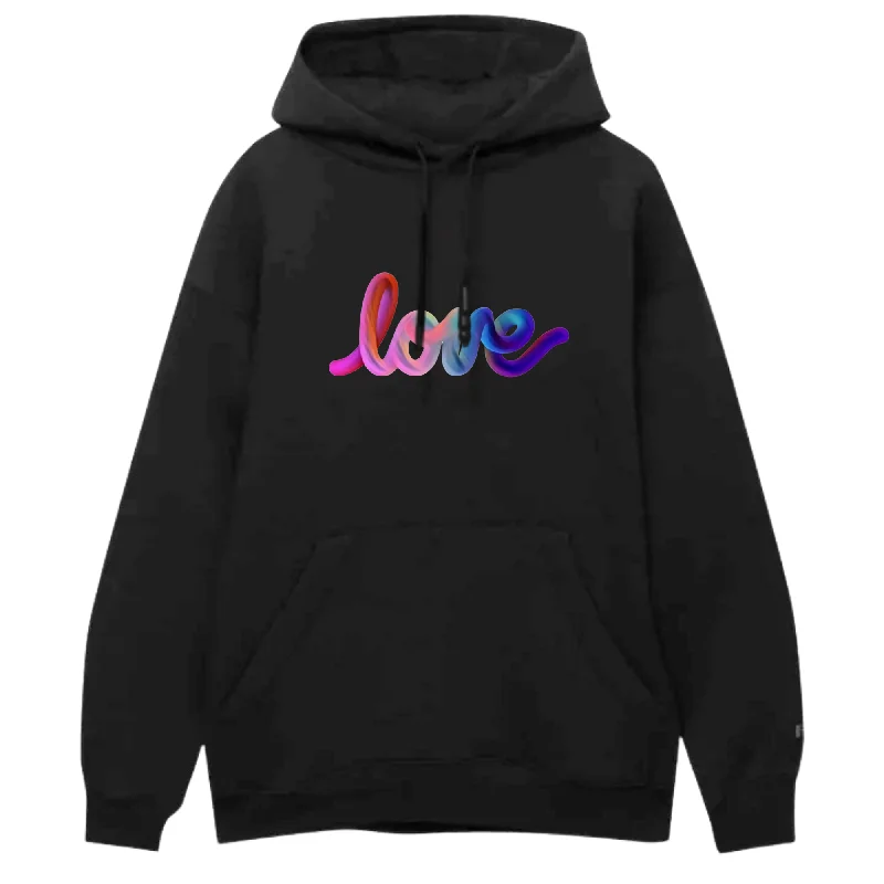 Multi Love Hoodie Hoodie with Frayed Bohemian Relaxed