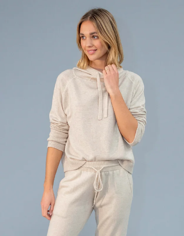 Un-Dyed Cashmere Hoodie in Sand Hoodie with Back Slit Movement Comfort