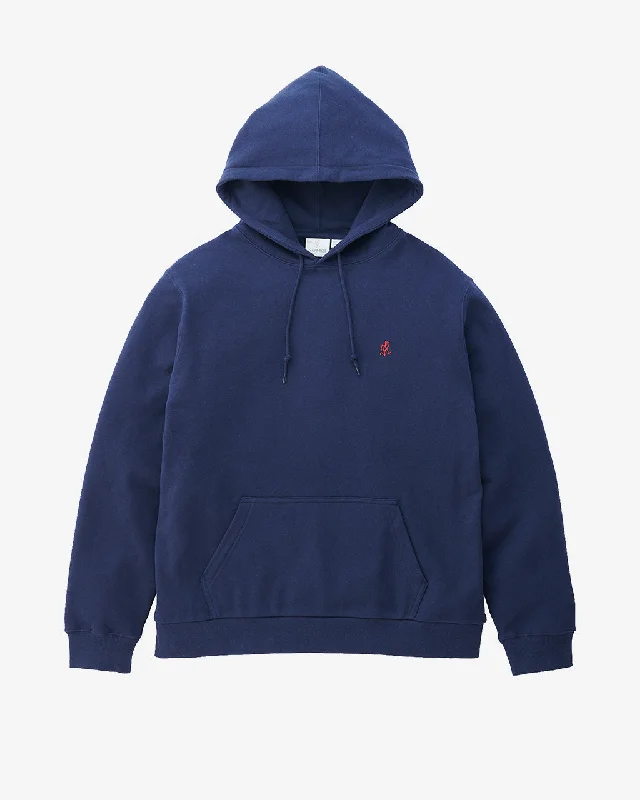 One Point Hooded Sweatshirt Navy Hoodie with Metallic Shiny Futuristic