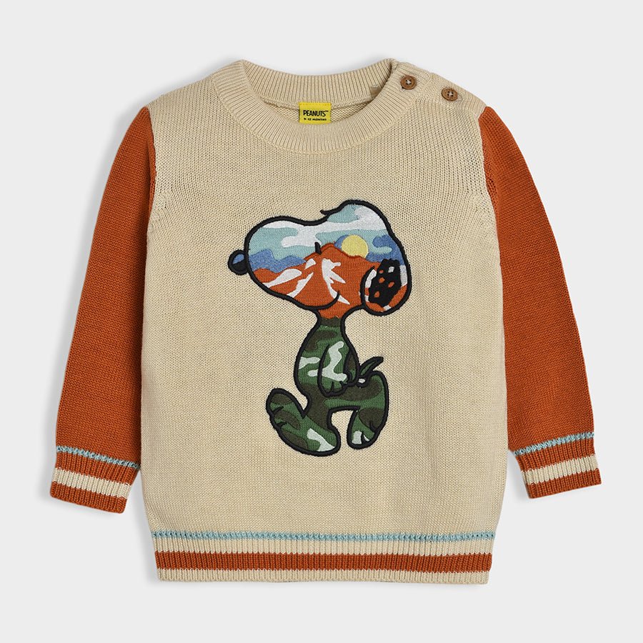 Peanuts™ Snoopy Embroidered Pattern Sienna Sweater Collared Crew Neck Turtle Neck