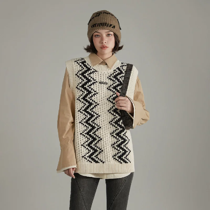 Wavy Sleeveless Knit Sweater Wool Fabric Cashmere Fabric Tweed Fabric