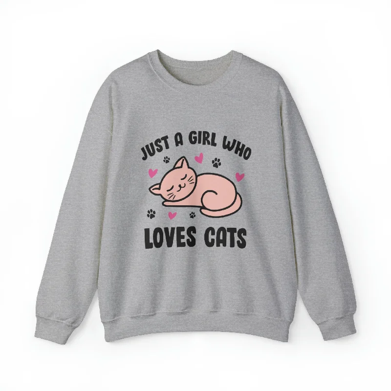 Girl Who Loves Cats Crewneck Sweatshirt Hoodie with Sequins Glamorous Eye-catching