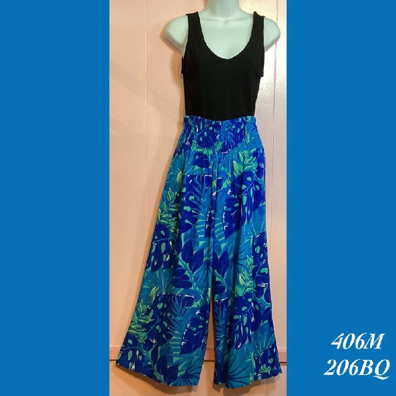 406MX - 352W , Elastic ribbed pant plus size Trendy Wide-Legged Trousers
