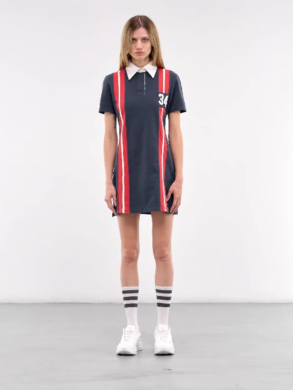 Striped Rugby Dress (BWDE001-JER001-BLUE-HAUTE-RED)