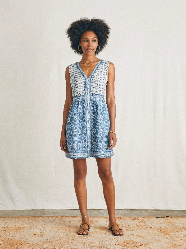 Macey Dress - Blue Clara Ikat Tunics Distressed trendy