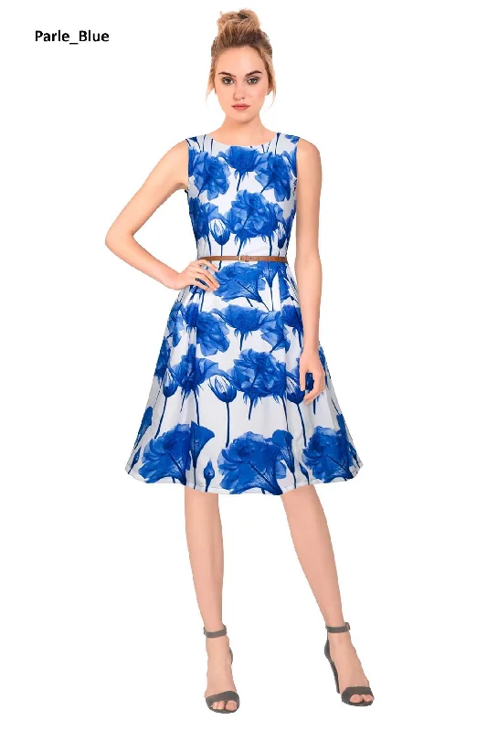 Parle Blue Designer Dress American Crepe