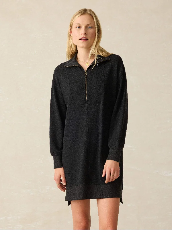 Legend™ Quarter Zip Dress - Heathered Black Twill Tunics Lace romantic