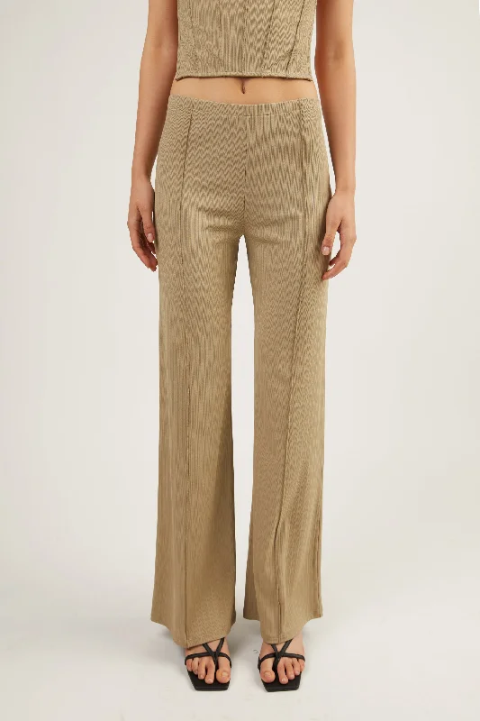 FLARED PANT WITH STITCH DETAILS Soft Cotton Pants