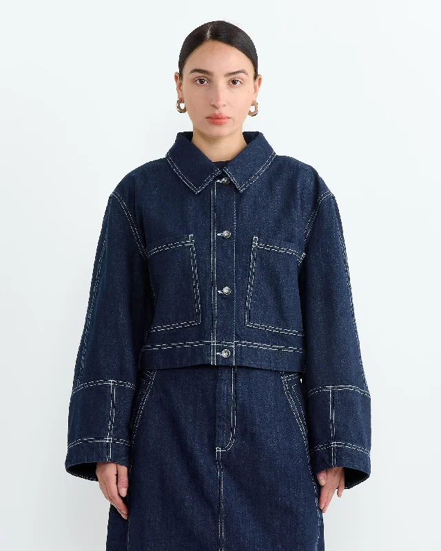 Dusk Denim Jacket in Navy Plaid Jacket Tartan Jacket Houndstooth Jacket