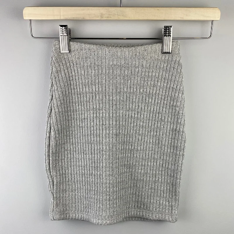 If So Grey Knit Skirt cashmere skirt rich