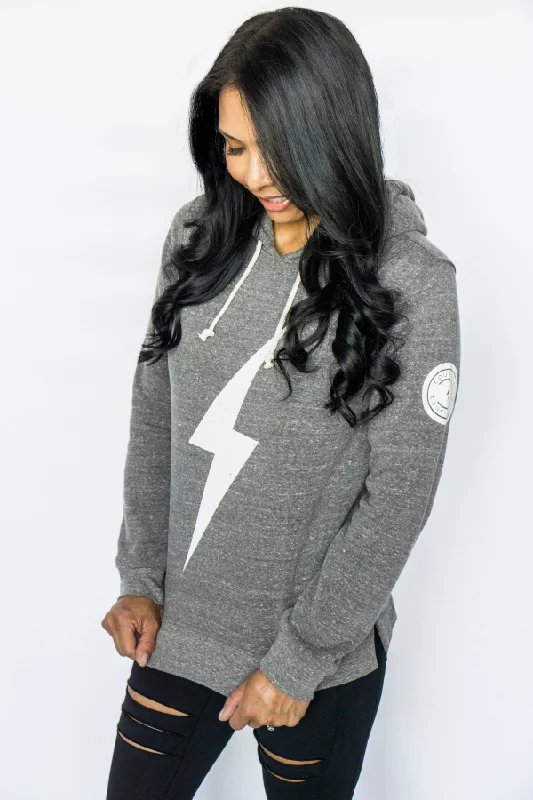 Grey Authentic Self Hoodie Hoodie with Batwing Sleeves Loose Dramatic