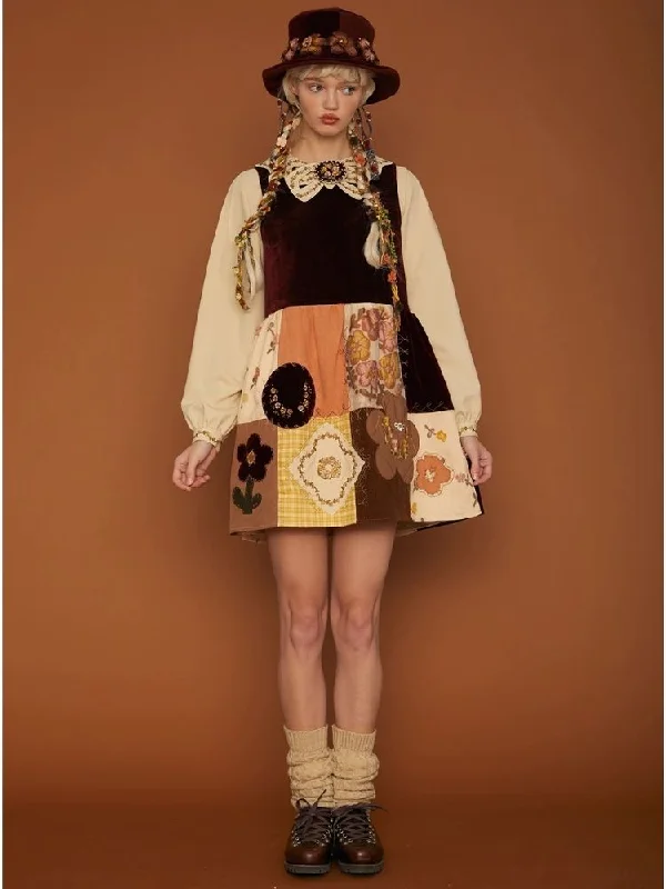 Patchwork Vest Dresses【s0000006935】 Tunics Fall fleece