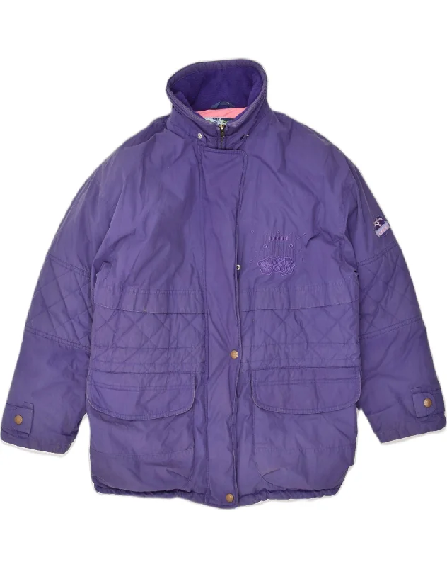 DIADORA Womens Windbreaker Jacket UK 10 Small Purple Polyester Front Pockets Side Pockets Patch Pockets