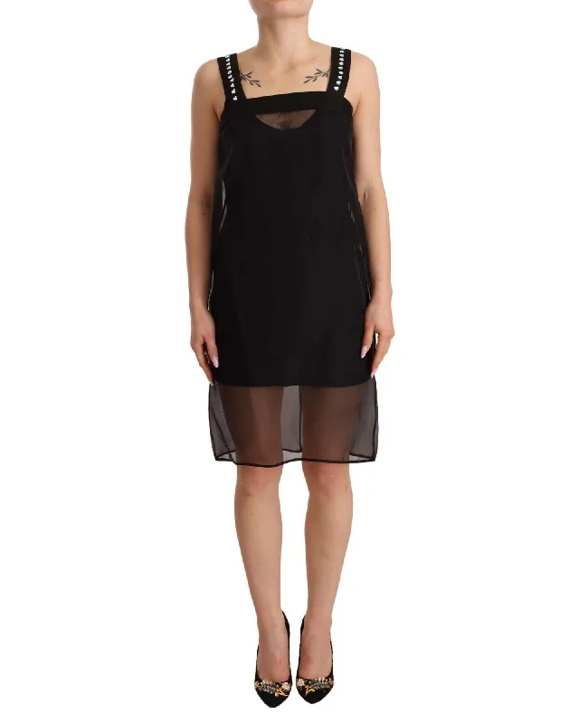 Dolce & Gabbana  Black Silk Dress with Crystal Embellishments