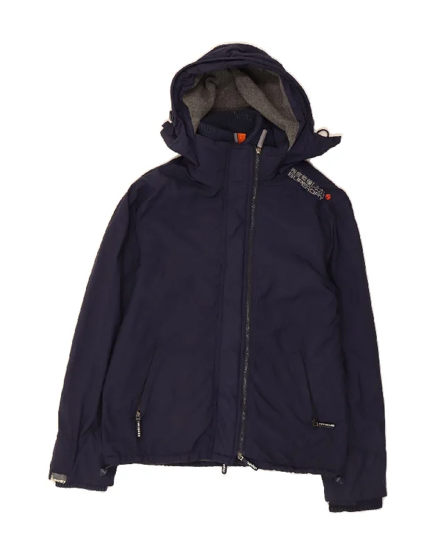 SUPERDRY Womens The Windcheater Windbreaker Jacket UK 18 XL Navy Blue Elasticated Jacket Padded Jacket Insulated Jacket