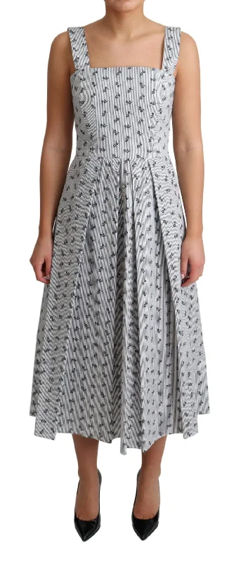 Dolce & Gabbana Elegant Striped Floral A-Line Women's Dress