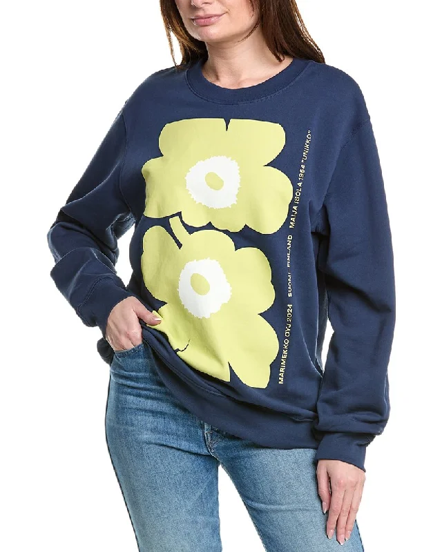 Marimekko Loisto Sweatshirt Hoodie with Hem Raw Edge Edgy Unfinished
