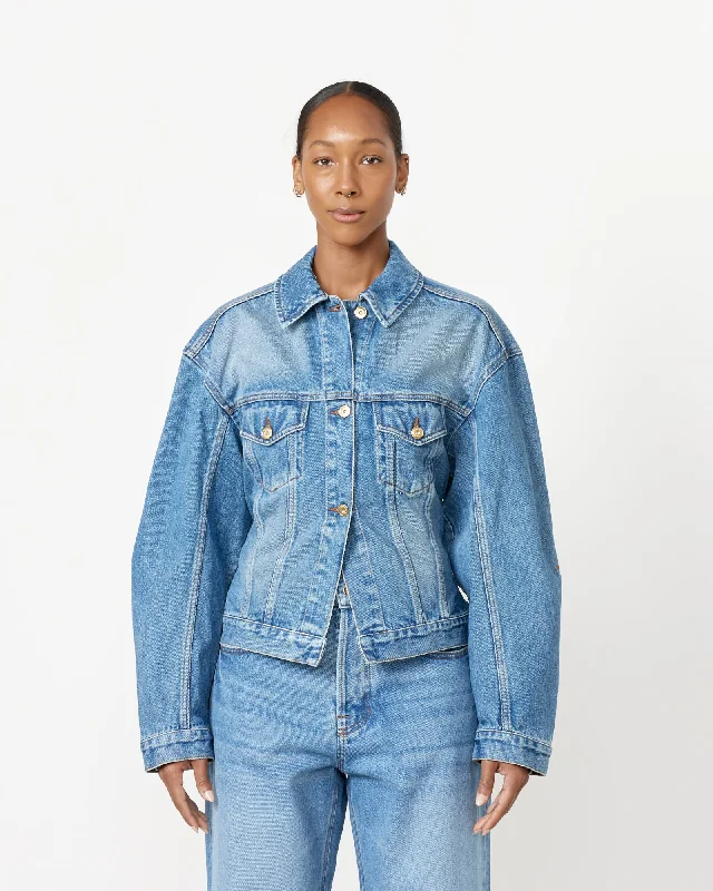 La Veste De-Nimes Jacket in Blue/Tabac Nylon Jacket Polyester Jacket Spandex Jacket