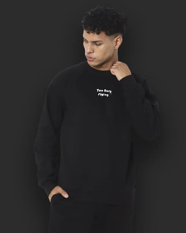 Unprocessed HW Crew Sweatshirt: Black Cotton Hoodie Fleece Lining Warmth
