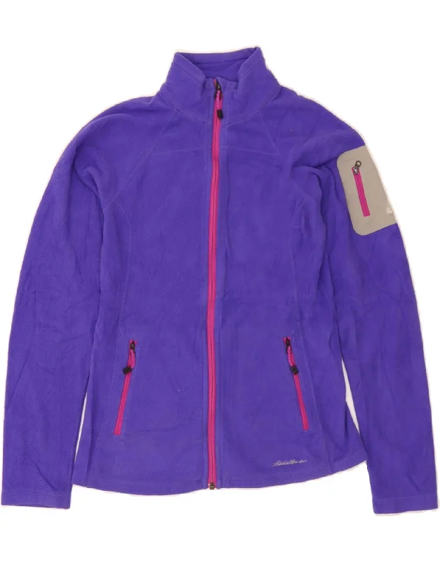 EDDIE BAUER Womens Graphic Fleece Jacket UK 6 XS Purple Polyester Nylon Jacket Polyester Jacket Spandex Jacket