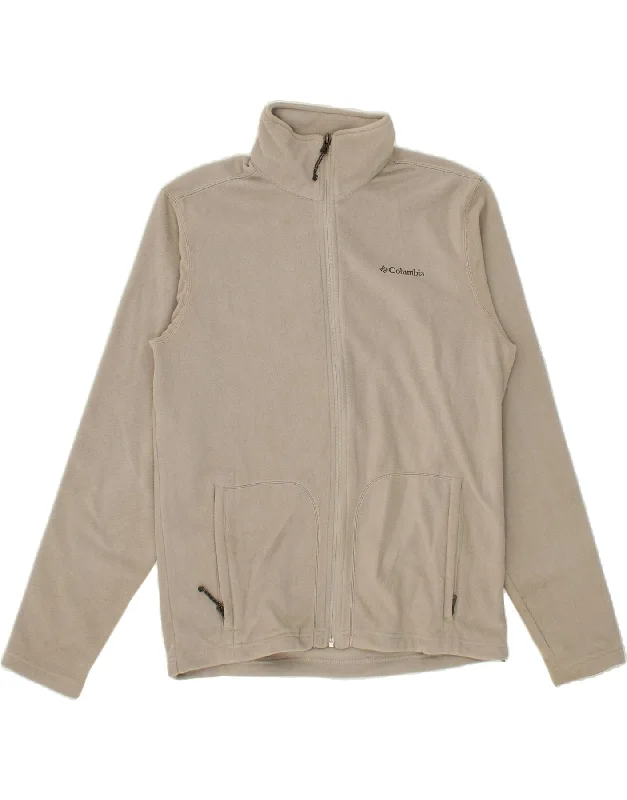 COLUMBIA Womens Fleece Jacket UK 14 Medium Grey Polyester Stand-Up Collar Roll-Neck Collar Turtle Neck