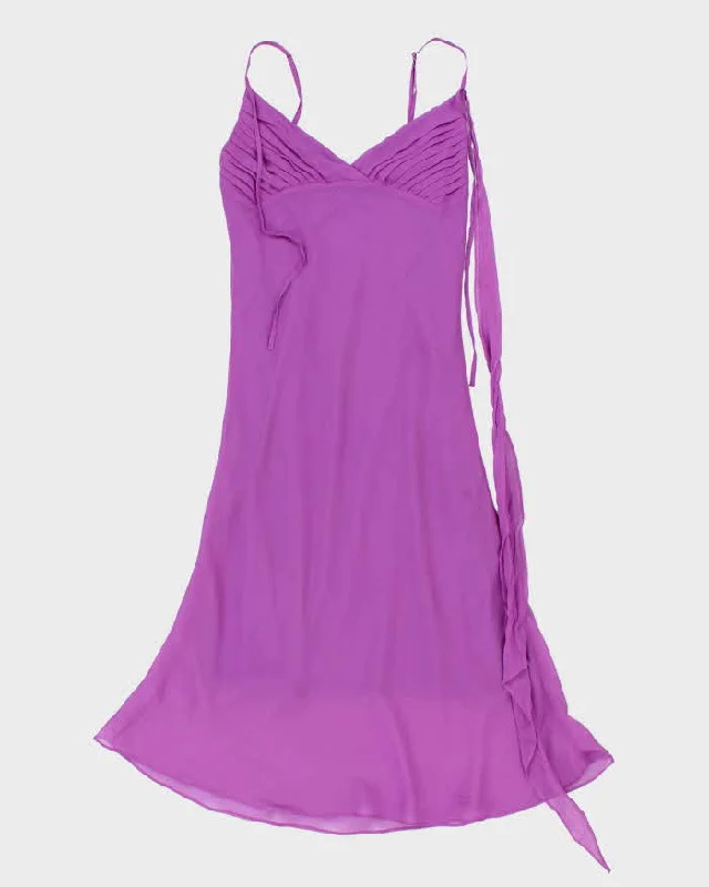Vintage 90s Sakura Purple Silk Dress - S