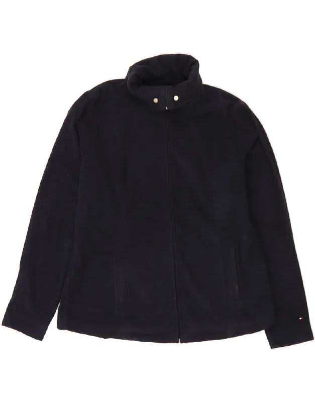 TOMMY HILFIGER Womens Big & Tall Fleece Jacket UK 18 XL Navy Blue Cotton Jacket Linen Jacket Terry Jacket