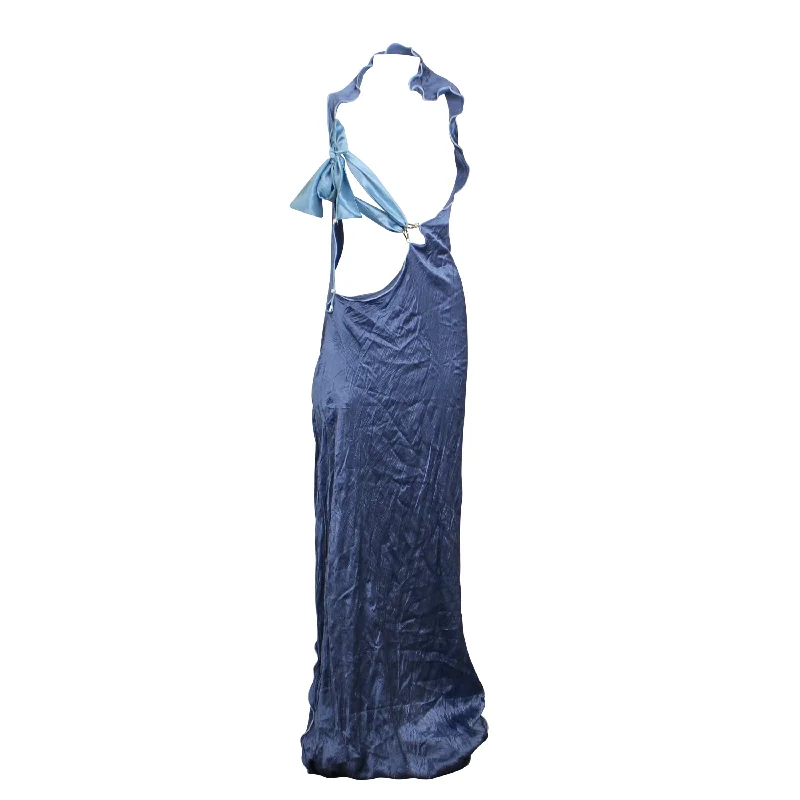 Peet Dullaert DEEP OCEAN ASYMMETRICAL CRUSHED SILK DRESS