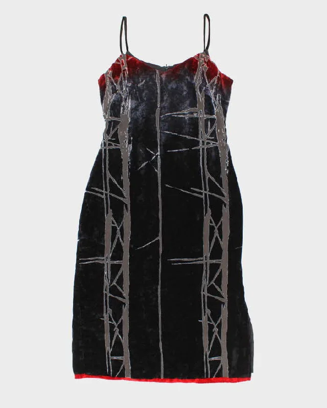 Vintage 90s Patterned Velvet Dress - M