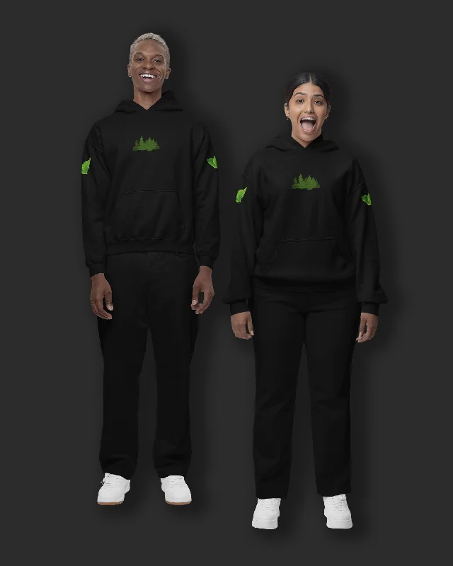 Arboreal Hoodie: Black Hoodie with Emblem Brand Identity