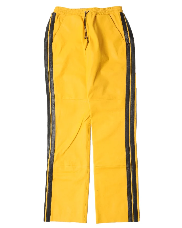 Sample Striped Leather Pants Comfortable Denim Leggings