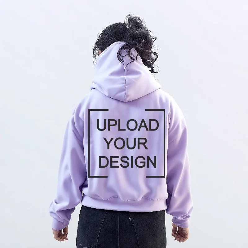 Custom Print - Women Hoodie - Lavender Hoodie with Belted Waist Structured Tailored