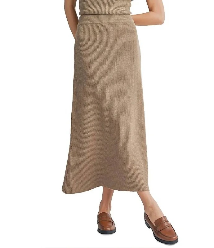 Crosby Knit Midi Skirt In Dark Taupe high slit skirt