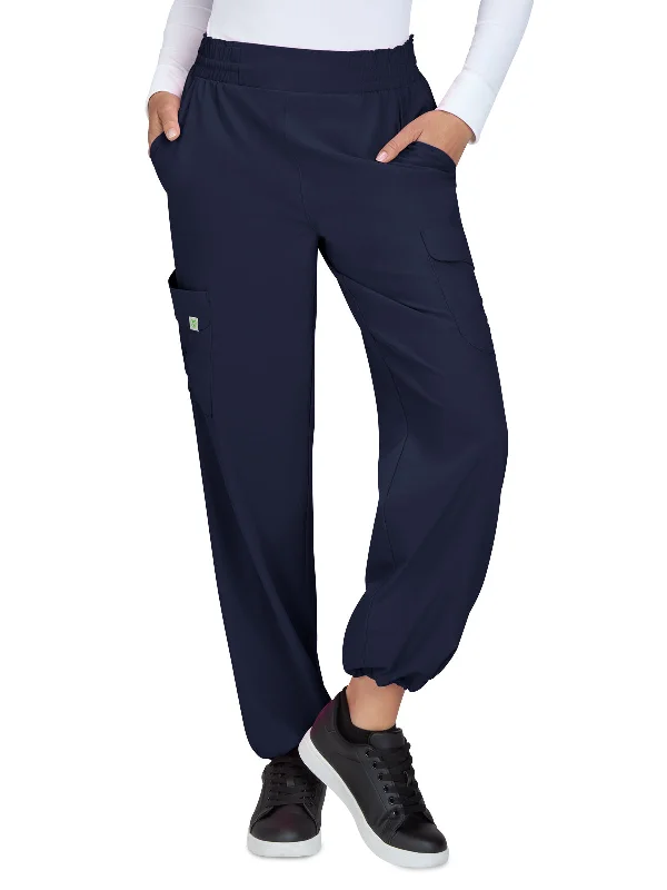 Women's 6-Pocket Eco-Friendly Hidden Drawcord Ayla Scrub Pant Modern Stretch Trousers
