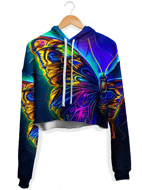 Metamorphosis Fleece Crop Hoodie Hoodie with Button Placket Classic Preppy