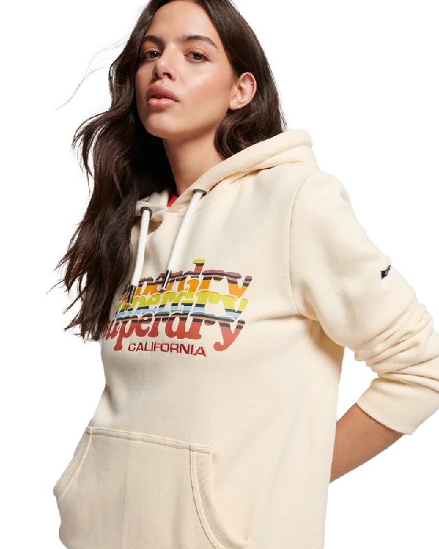 Vintage Scripted Infill Hoodie in Ivory Hoodie with Cropped Fit Short Trendy