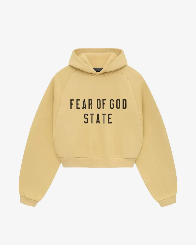WMNS Fleece Cropped Hoodie Amber Hoodie with Hood Adjustable Protection