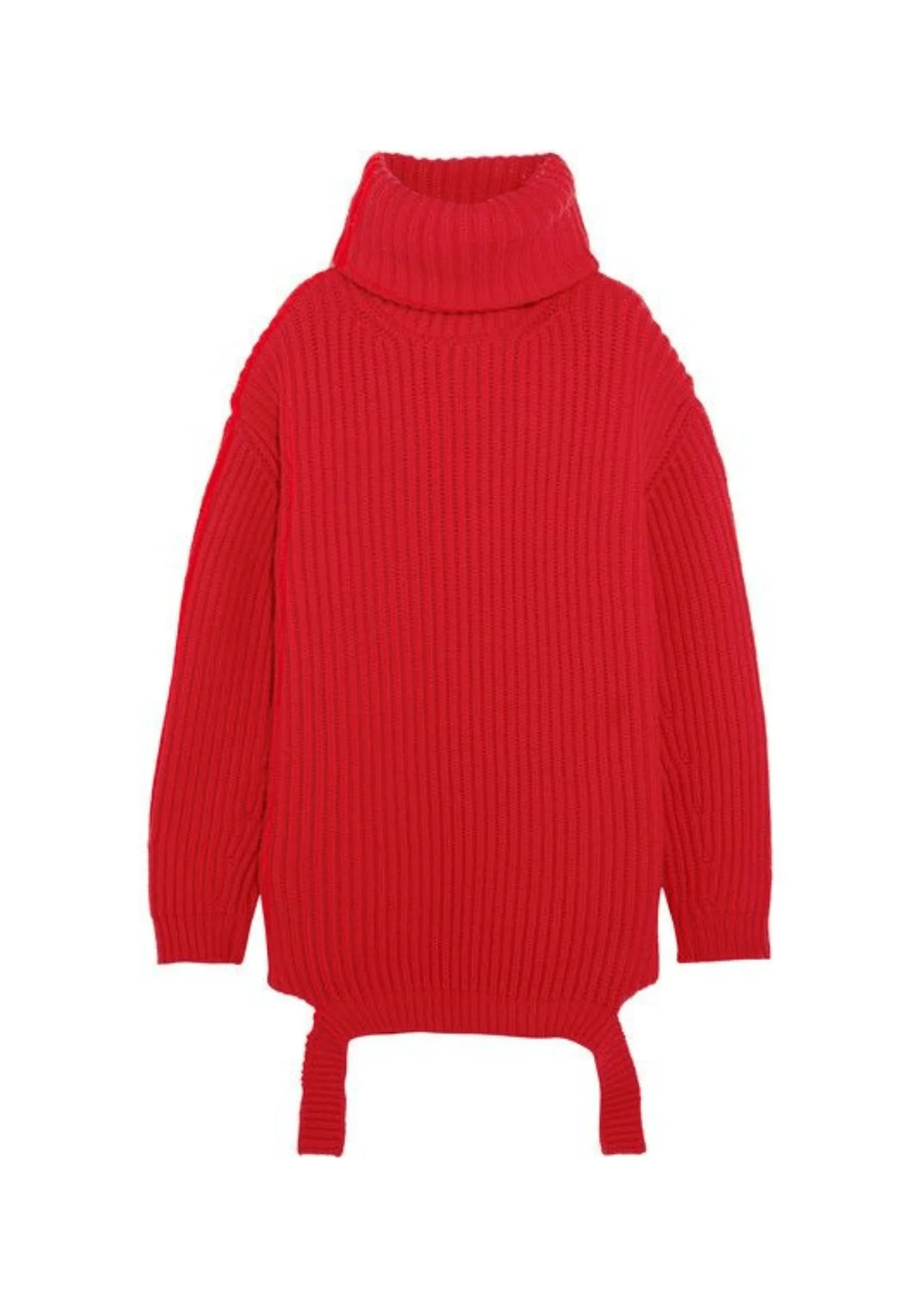 RED TURTLENECK SWEATER DRESS Terry Blend Velvet Blend Canvas Blend