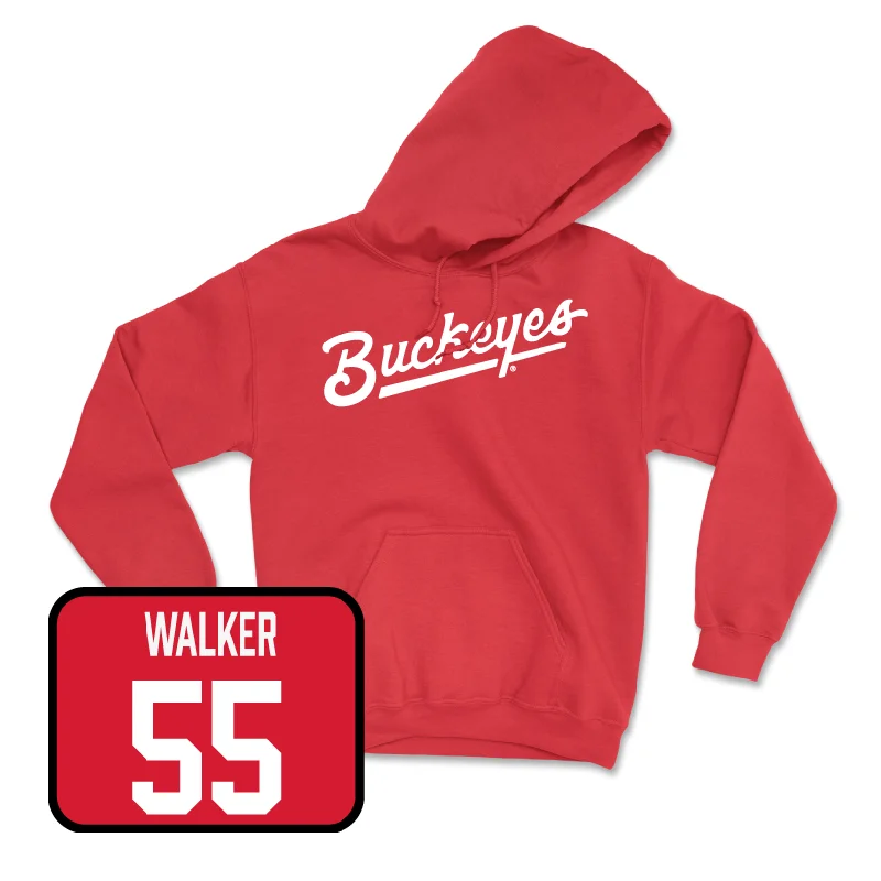 Red Women's Basketball Script Hoodie - Eboni Walker Hoodie with Tied Waist Feminine Flattering Red Women's Basketball Script Hoodie - Eboni Walker Hoodie with Tied Waist Feminine Flattering