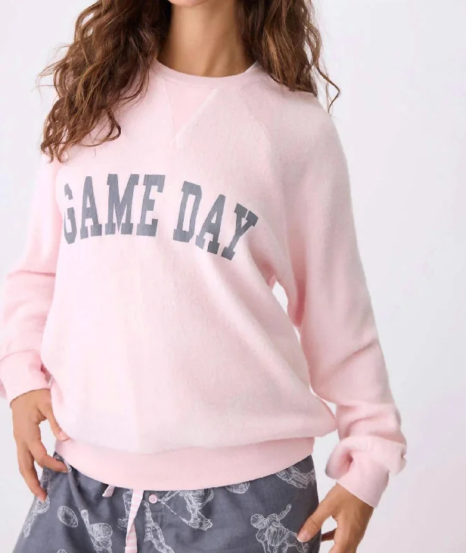 Game Day Blush Sweatshirt Hoodie with Lining Warm Insulated