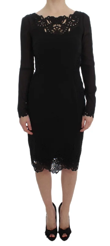 Dolce & Gabbana Elegant Black Floral Lace Sheath Women's Dress