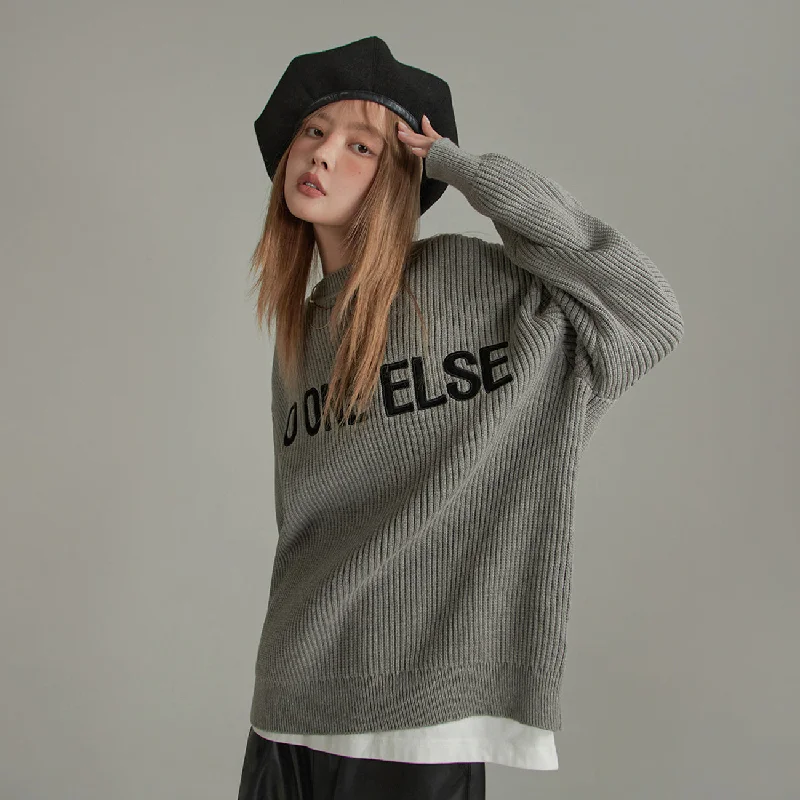 Noe Lettering Knit Sweater High Neck Crew Neck V-Neck