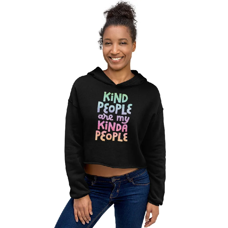 Kind People Are My Kinda People — Crop Hoodie Hoodie with Batwing Sleeves Loose Dramatic Kind People Are My Kinda People — Crop Hoodie Hoodie with Batwing Sleeves Loose Dramatic