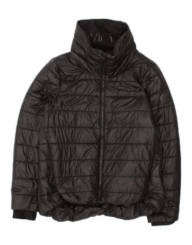 CALVIN KLEIN Womens Padded Jacket UK 12 Medium Black Polyamide Snapped Jacket Toggled Jacket Drawstring Jacket