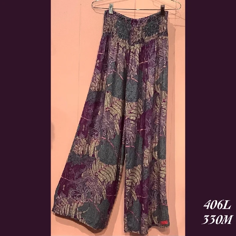 406LX - 330M , Elastic ribbed pant plus size Comfortable Pleated Pants