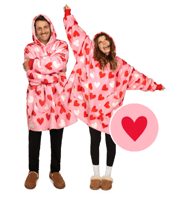 Full Hearts Blanket Hoodie Hoodie with Puffed Sleeves Voluminous Trendy