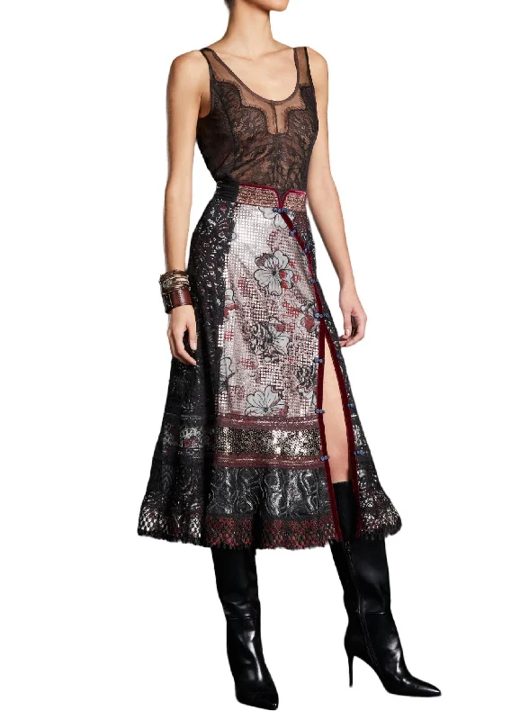 Qiapo Skirt In Multi linen skirt relaxed